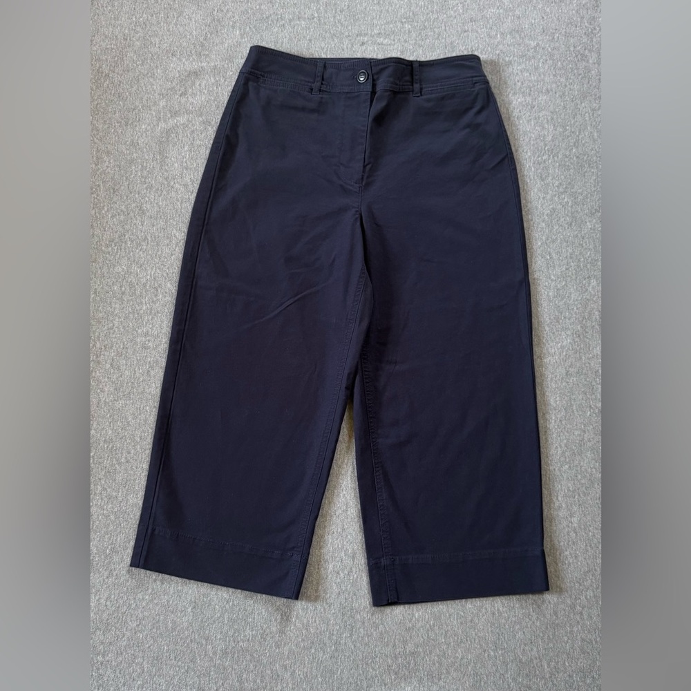 Talbots wide leg high waist crop navy chino pants women’s size 8‎